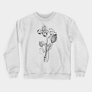 Summer time abstract black flowers Crewneck Sweatshirt